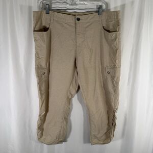 Woolrich Cargo Capri Pants Women's 12 Beige Hiking Pockets Lightweight